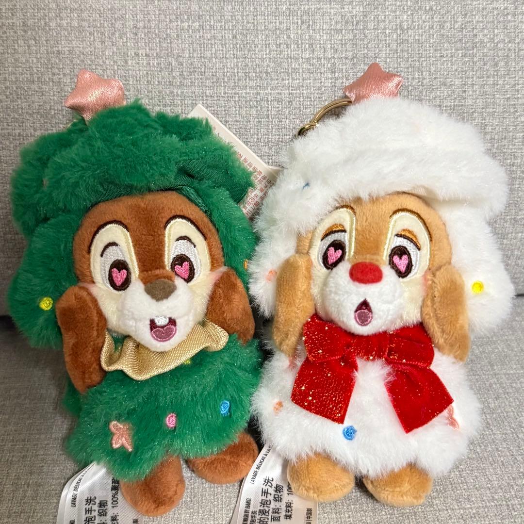 単体可】2点 上海ディズニー ぬいぐるみキーチェーン チップ&デール