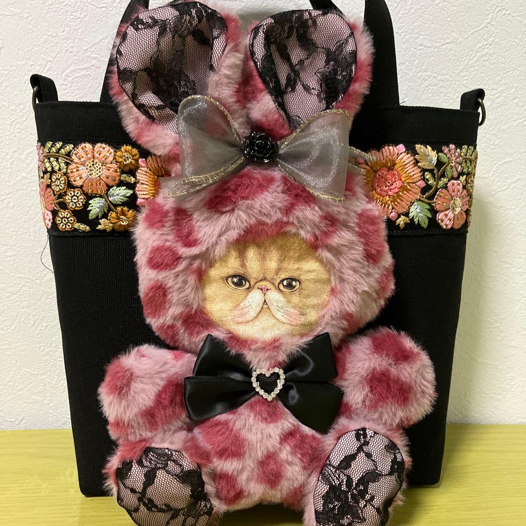 コヤンイサムチョン インド刺繍リボン 帆布 レオパード 横33縦24マチ10