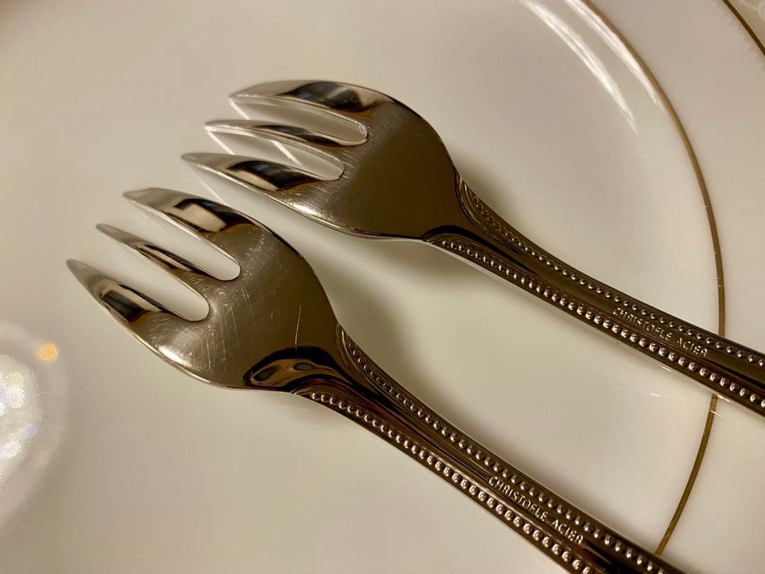 ☆お手入れ楽々☆ステンレス製】クリストフル パール ケーキフォーク