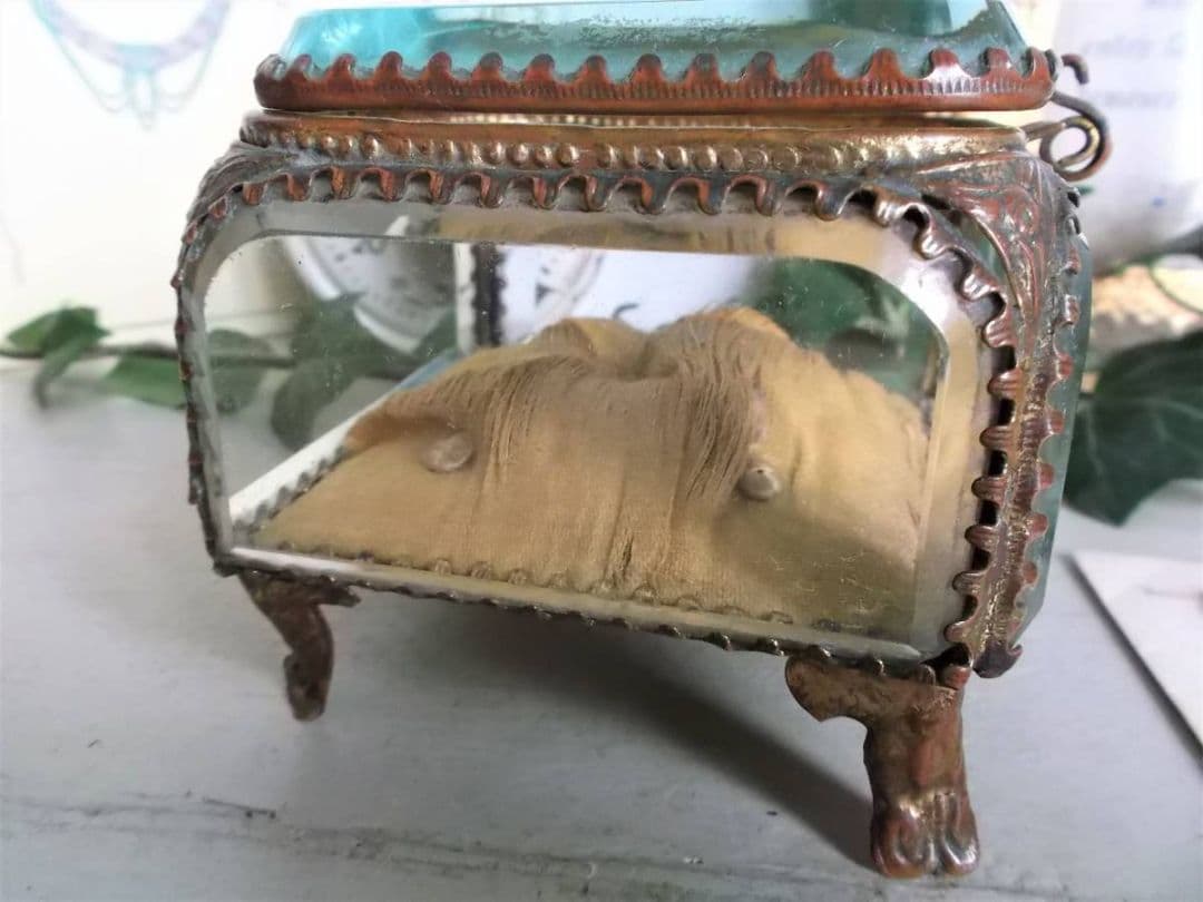 フランスアンティーク ガラスのジュエリーボックス 宝石箱 m - メルカリ