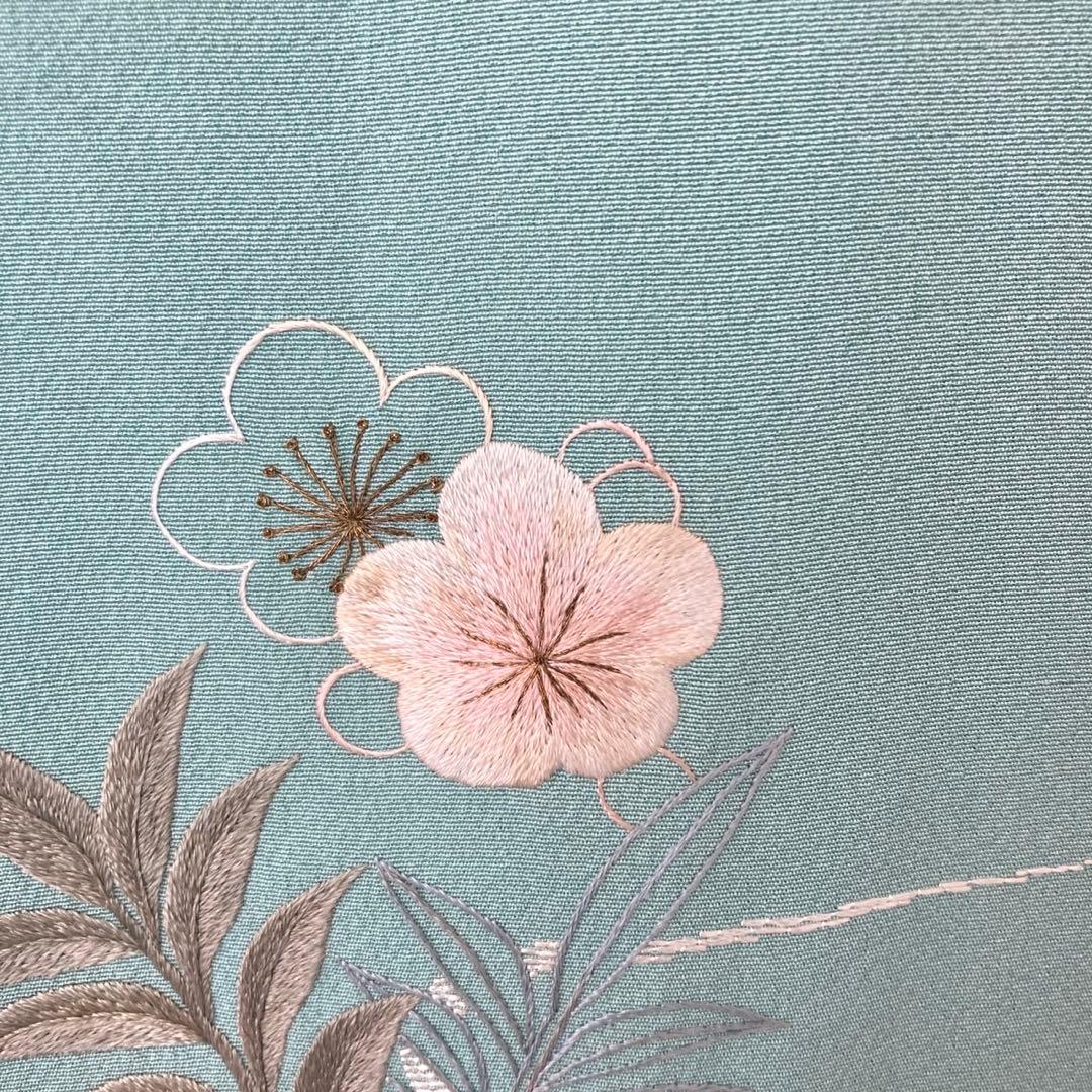 ☆淡い水浅葱色 身丈157 刺繍 訪問着 着物 NO44 - メルカリ