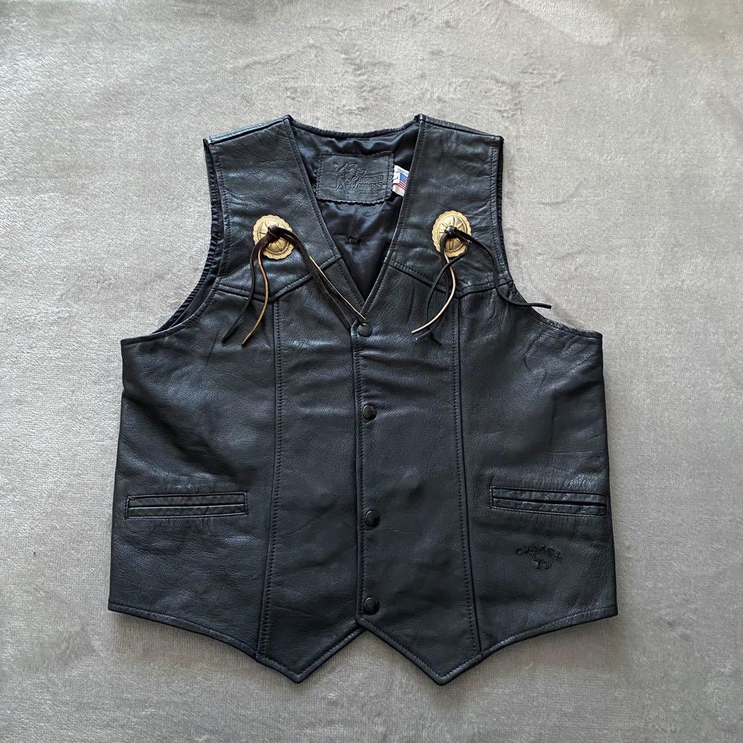 USA製 BRANDED GARMENTS 本革 レザーベスト コンチョ レザーベストバッファローコンチョ使用（牛革）｜革製品専門店レザーハウス