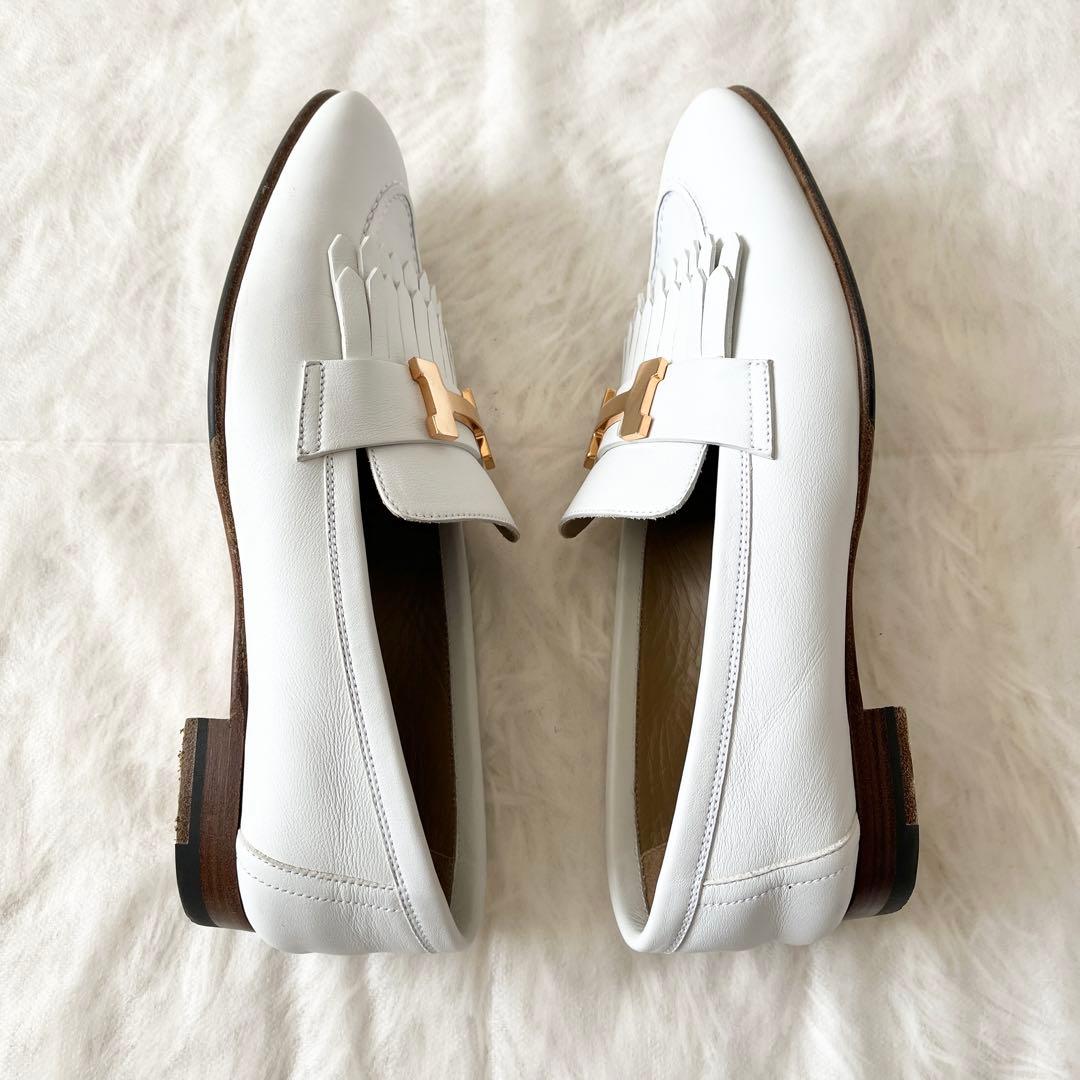 HERMES エルメス　モカシン　ロワイヤル　36.5 23.5cm ホワイト