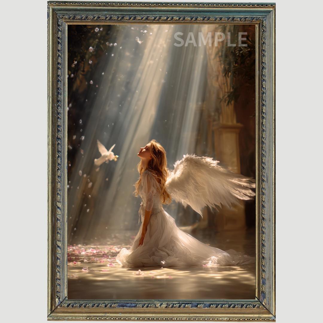 P3006 天使 恋愛運・人気運・守護 【開運風水絵画風・ヒーリングアート