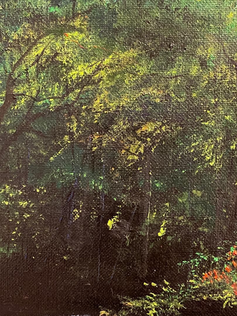 真作」北川欽造「三乱の流れ」風景画 絵画 油彩画 額装 サイン有り F10