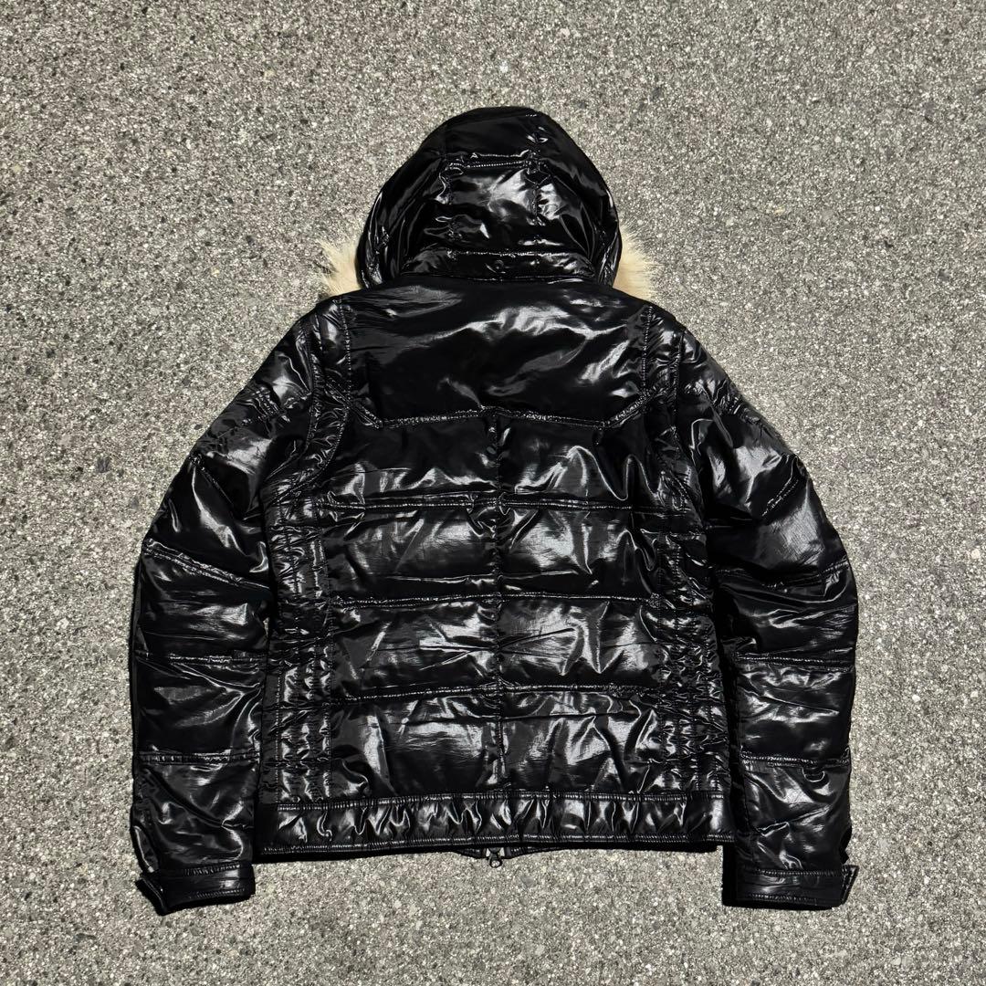 y2k 00s 2wayリアルファーダウンジャケット 短丈 ダブルジップ 平成