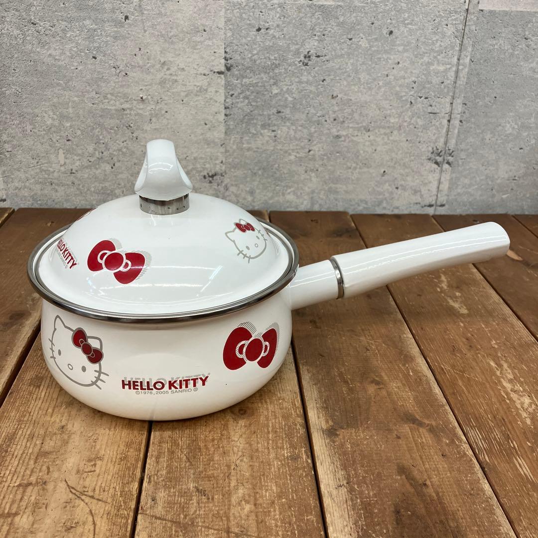 サンリオ ハローキティ キティちゃん ホーロー 片手鍋 16cm 琺瑯鍋