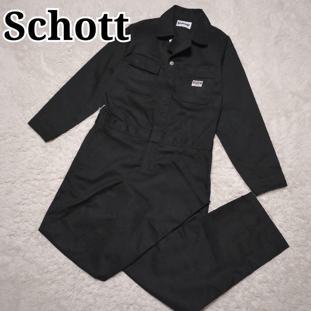 ほぼ未使用！SCHOTT ツナギ ジャンプスーツ オールインワン M 黒 Schott N.Y.C（ショット） Schott TC ワーク ジャンプスーツ つなぎ