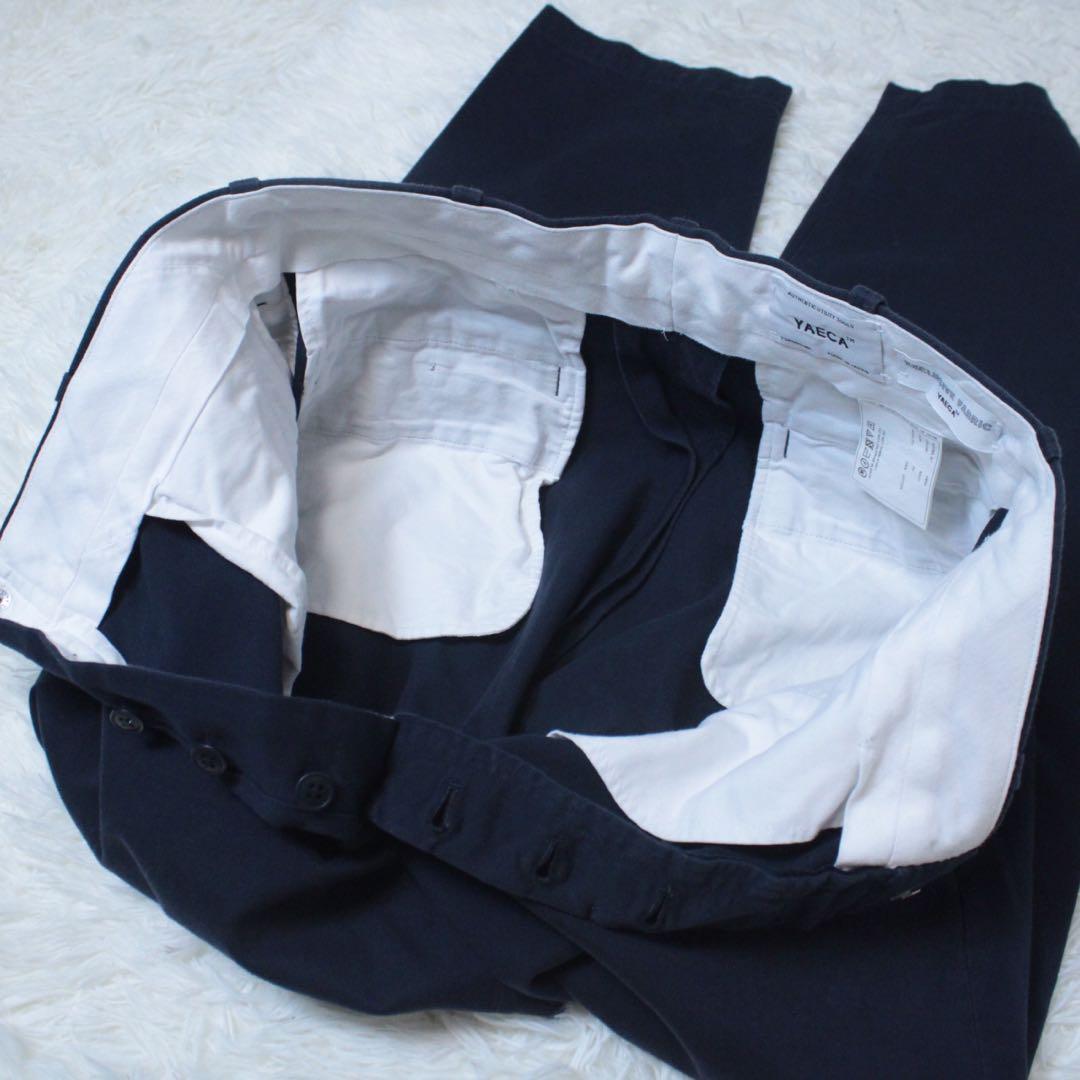 美品 YAECA ヤエカ 19654 チノスワイドテーパードパンツ ネイビー 紺