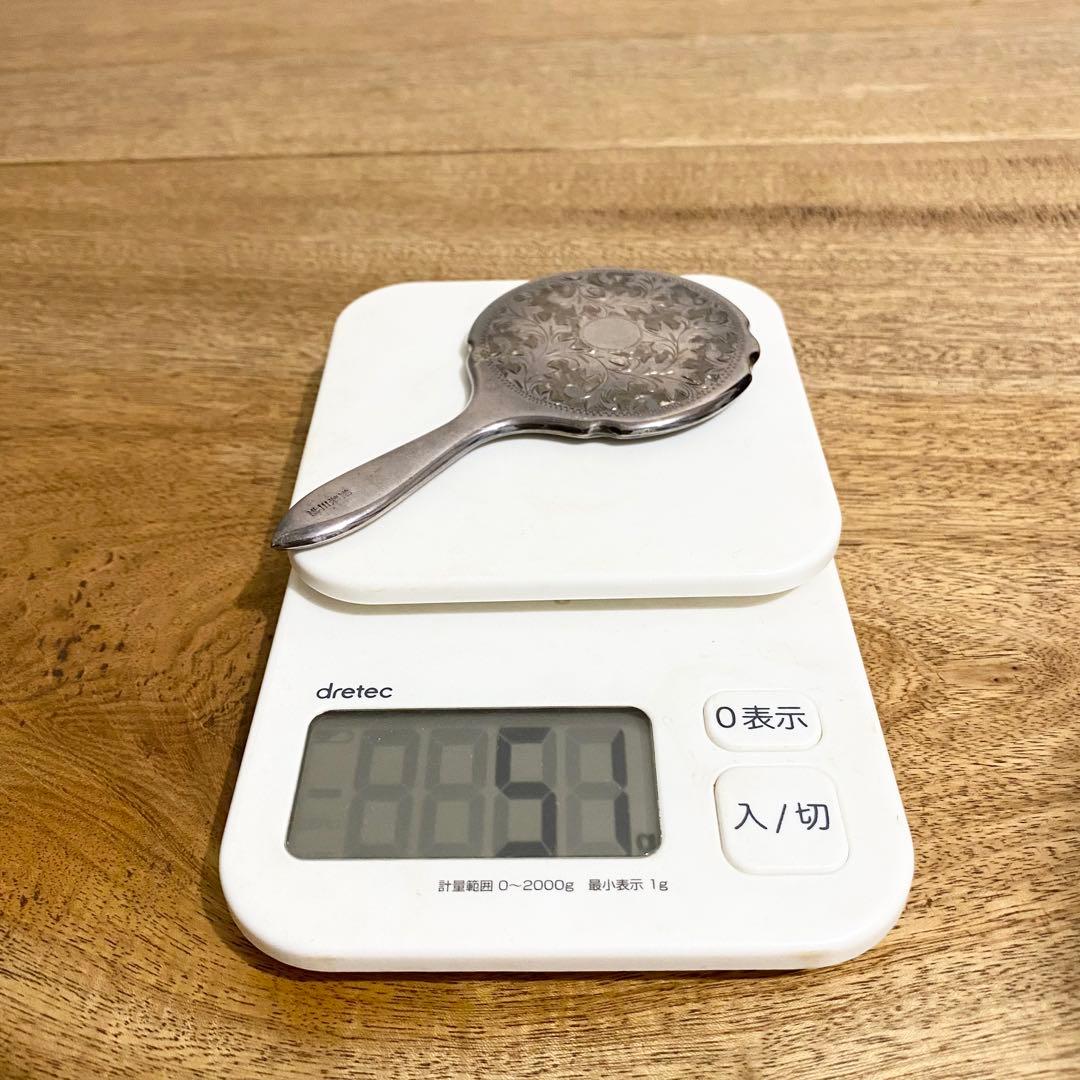 銀製三越 手鏡 ハンドミラー 銀製 銀 鏡 ミラー 骨董品 シルバー 銀製