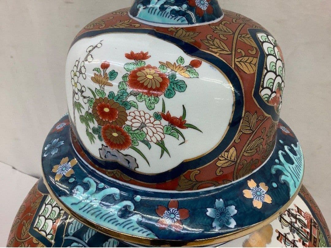 美品 超大型】有田焼 金龍窯 博山作 飾壺 沈降壺 高さ約118cm 銘入り