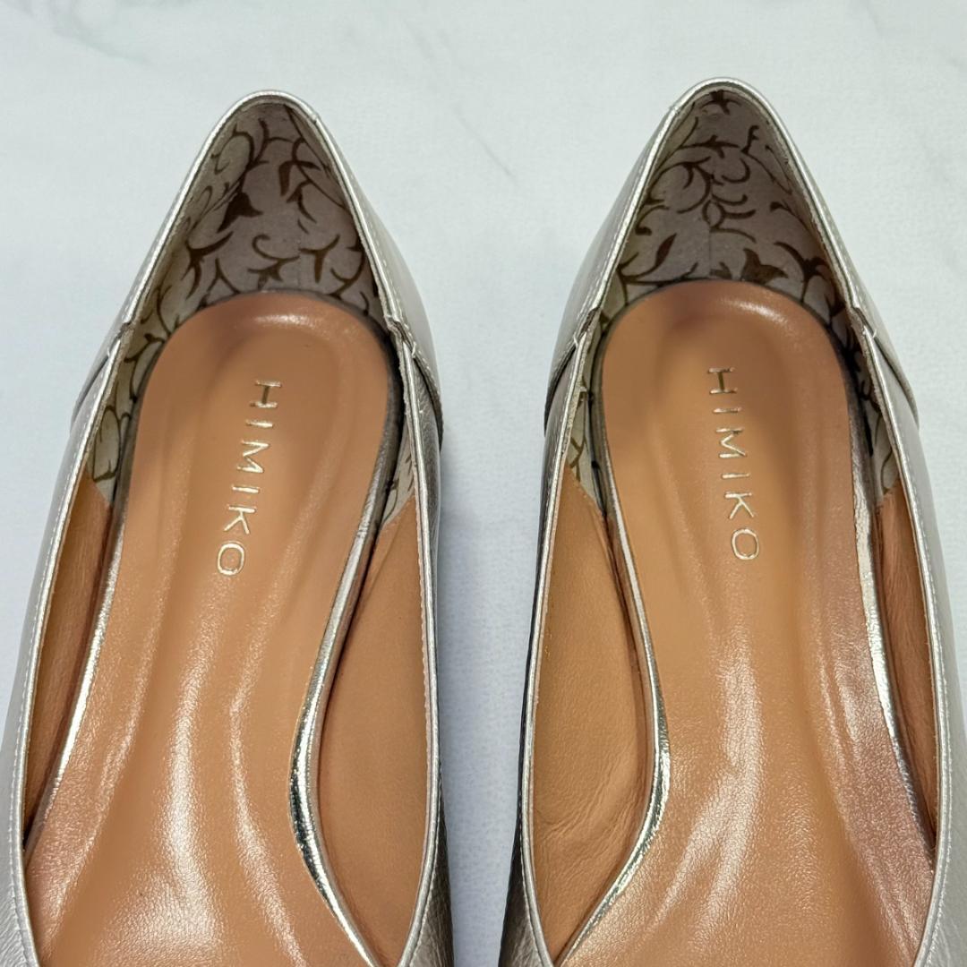 美品】HIMIKO フラットプレーンパンプス 24㎝ プラチナ