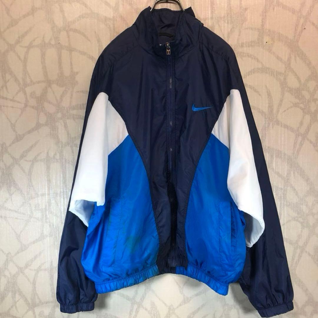ナイキ ナイロンジャケット 胸、バック刺繍ロゴ 90s 白タグ - メルカリ