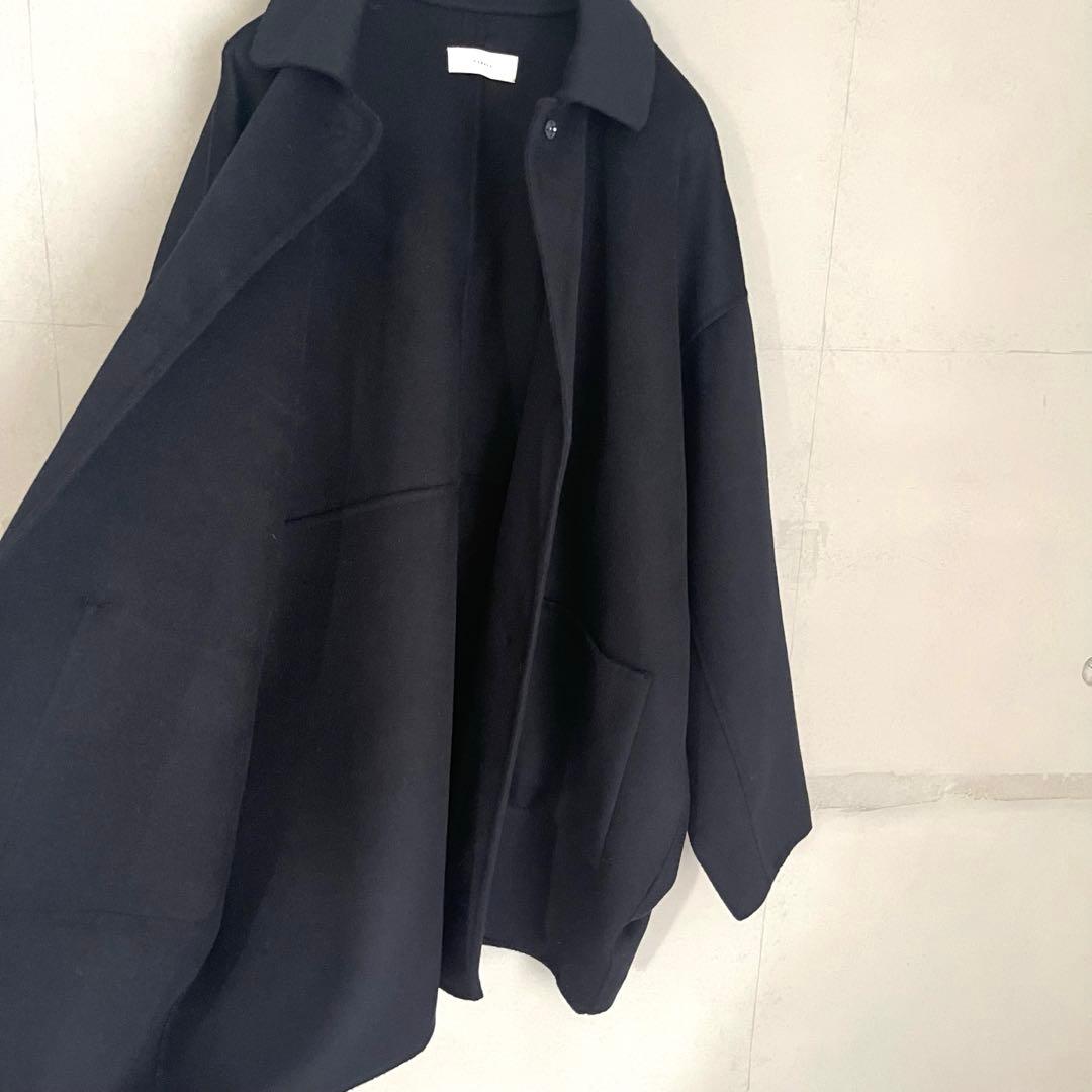 美品】かぐれ kagure ウールステンカラーショートコート ネイビー