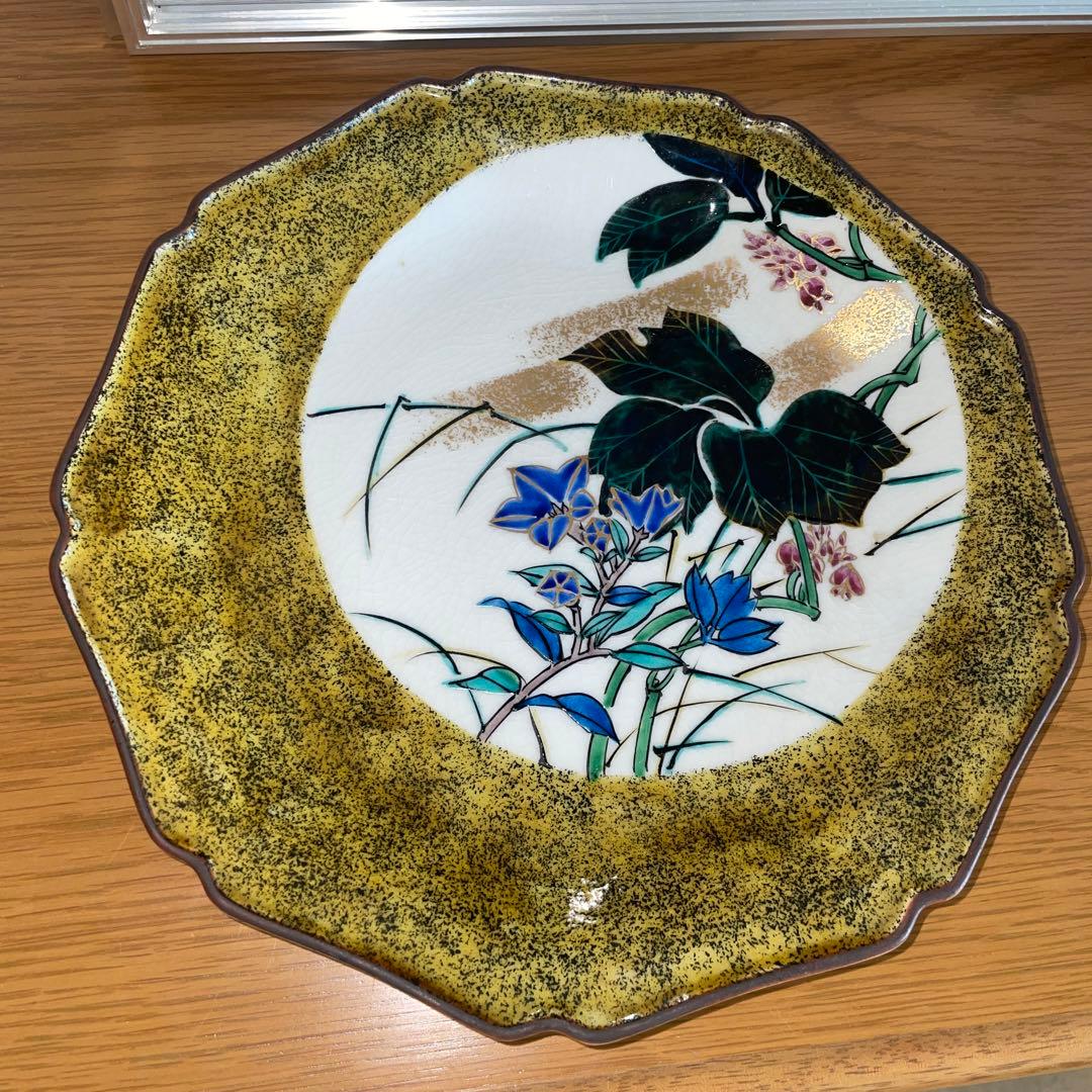 九谷焼 山岸政山 八角形 陶器飾り皿 花柄 - メルカリ