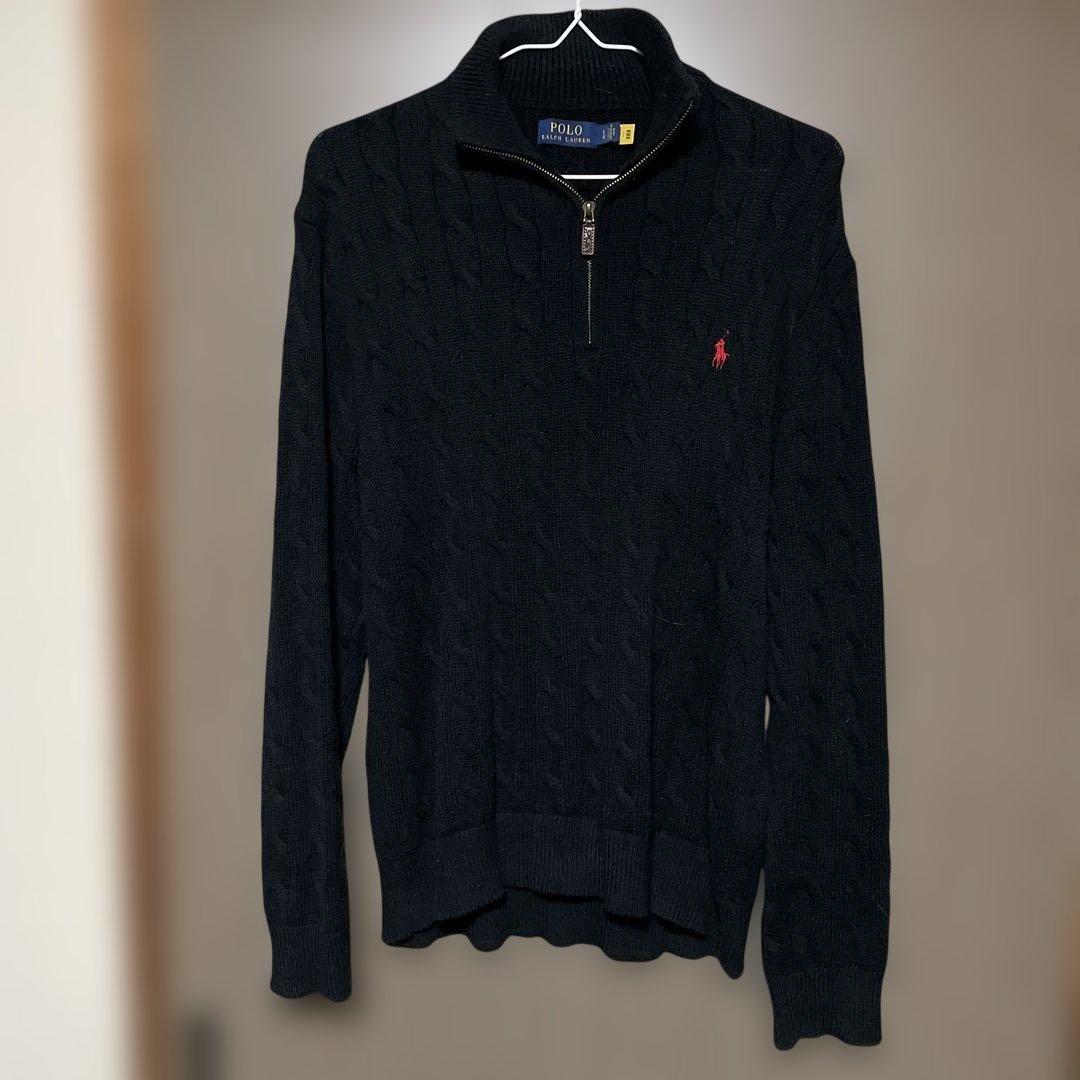 ポロラルフローレン ハーフジップニット 黒 L - メルカリ