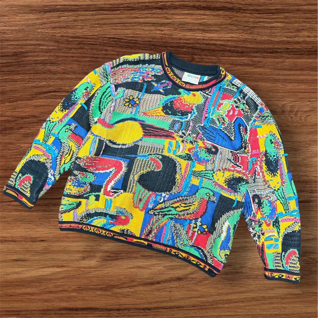 極美品 圧巻のバードデザイン 芸術 COOGI コットン ニットセーター M 極美品 圧巻のバードデザイン 芸術 COOGI コットン ニットセーター M