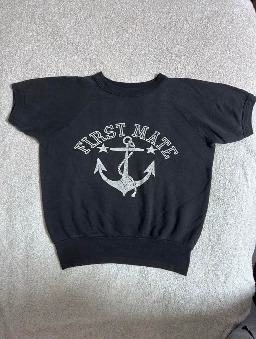 60s 半袖スウェット ブラック ヴィンテージ カラーフロッキー 菅田将暉