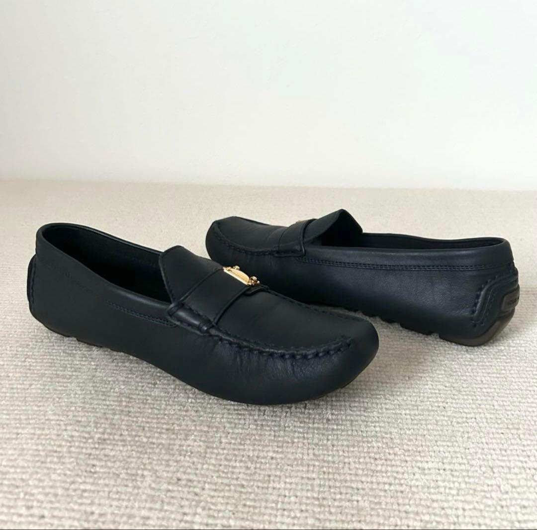 美品 ルイヴィトン ローファー フラットシューズ ネイビー 23.5cm