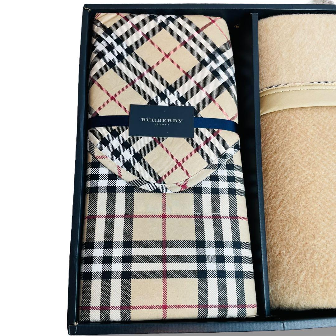 BURBERRY バーバリー ウール毛布＆羽毛ひざ掛け ノバチェック 西川産業