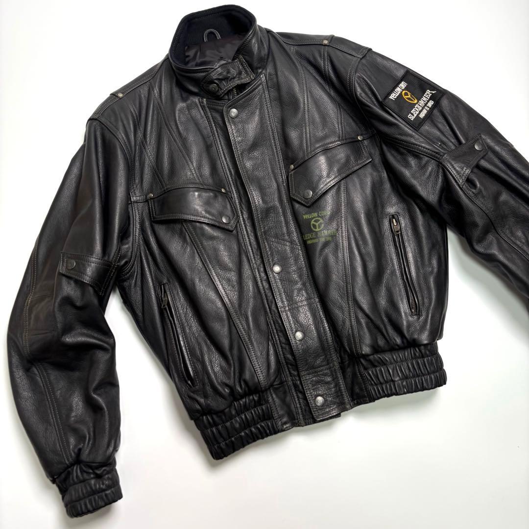 牛革】イエローコーン レザージャケット 黒 L ライダースジャケット