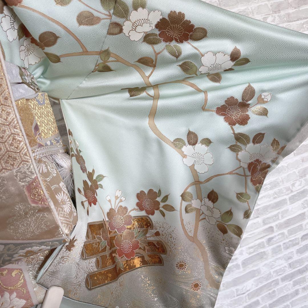 訪問着 フルセット 桜の木 花筏 綸子 入学式 卒業式 春めく 着物 Q5