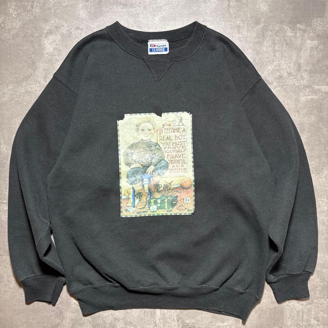 R*1様 90s ヴィンテージ ブラックスウェットLサイズ USA製Hanesボ f060418-02_1.jpg