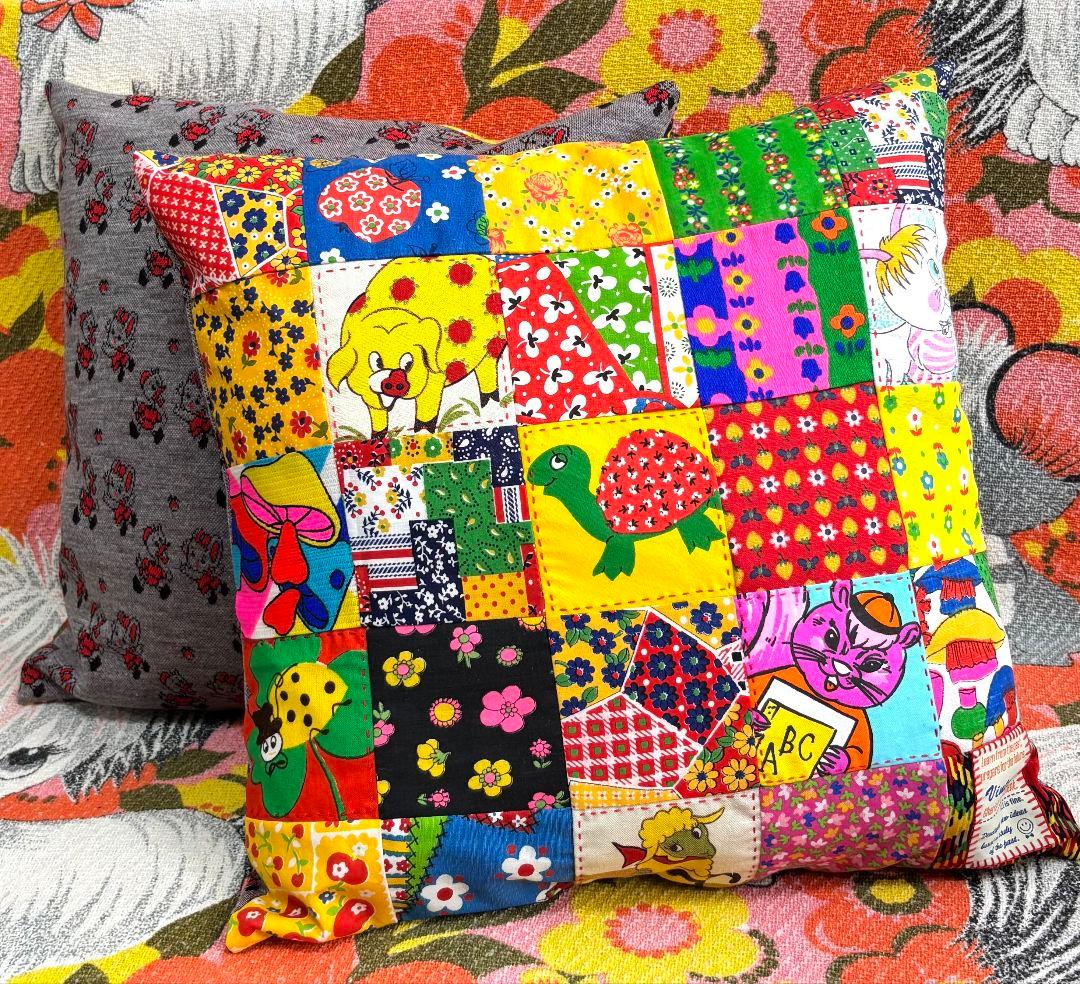 ハンドメイド❇ビンテージアニマル❇パッチワーククッションセット