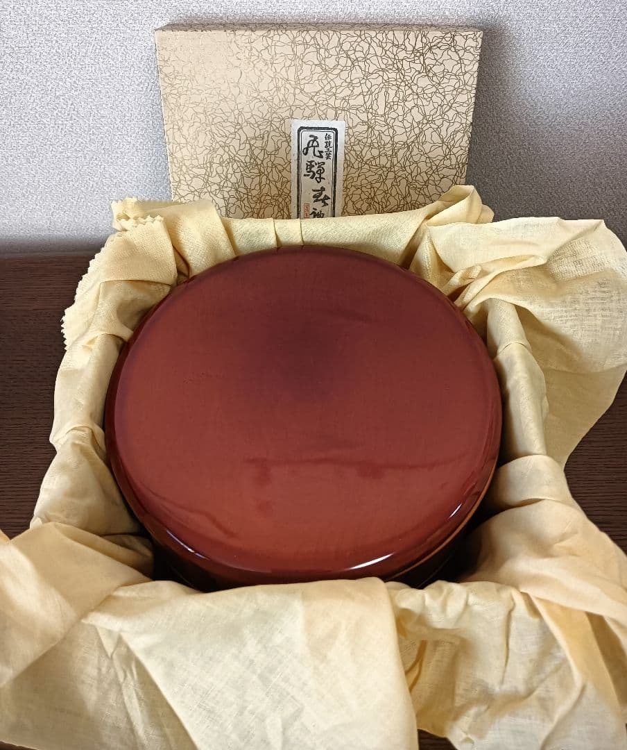 未使用】飛騨春慶塗 漆塗り 丸型三段重箱 伝統工芸品 天然木