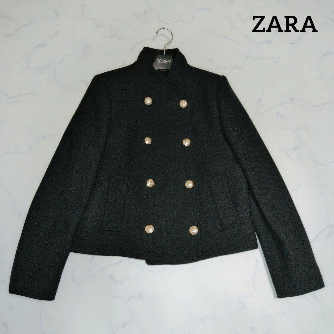 ZARA ザラ ハイネックショートダブルブレストコート S - メルカリ