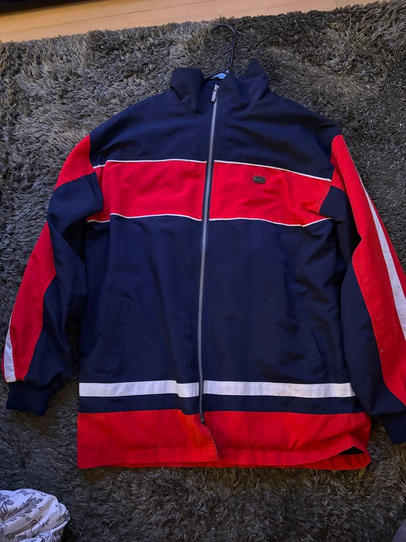 Lacoste ラコステ ナイロンジャケット ネイビー/レッド - メルカリ