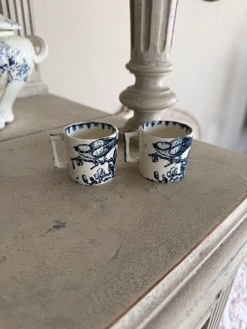 フランスアンティーク陶器リュネビィルMesangeディネットおままごとカップ フランスアンティーク陶器リュネビィルMesangeディネットおままごと