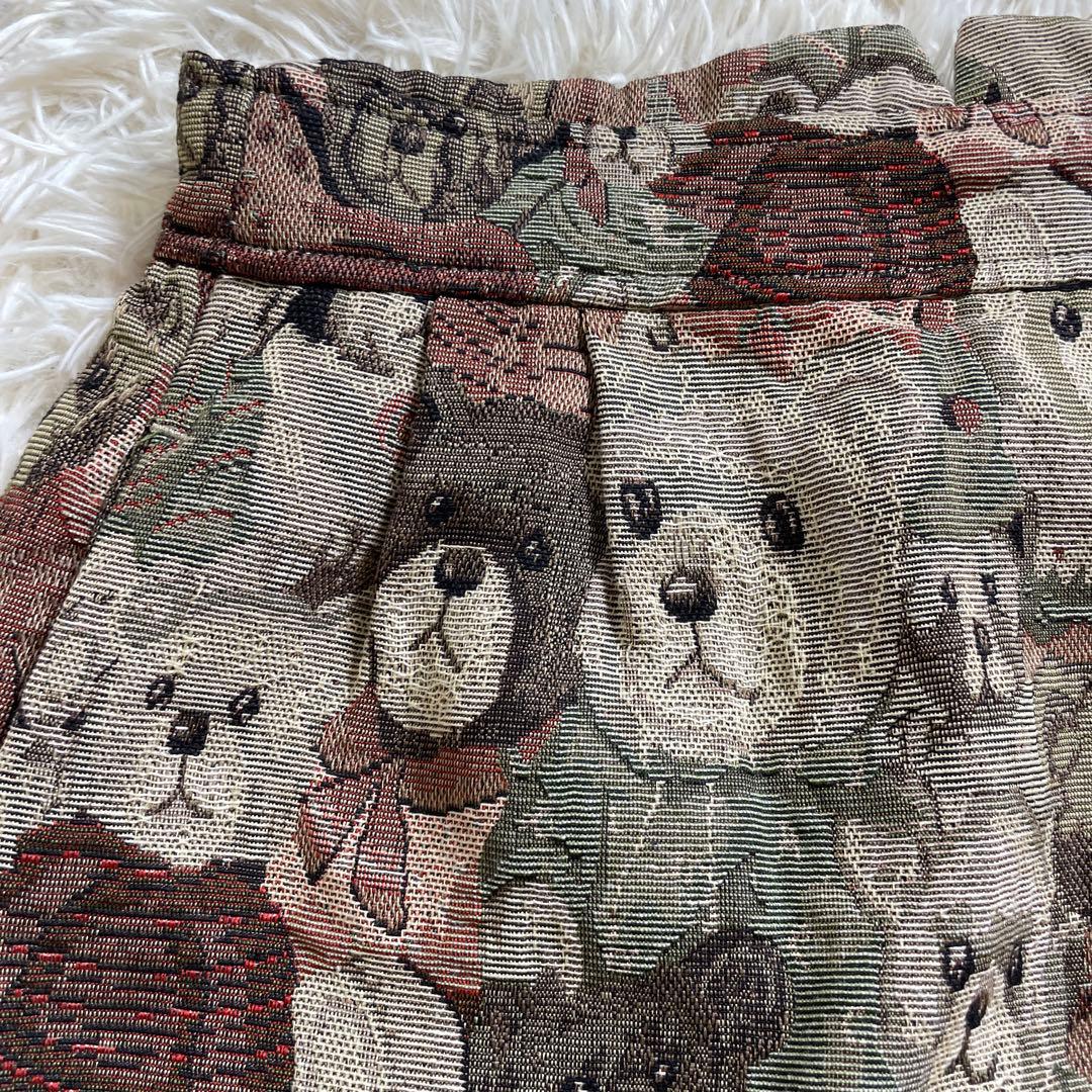 ゴブラン織り くまがいっぱいスカート 総柄 Mサイズ クマ 可愛い〜ʕ•ᴥ