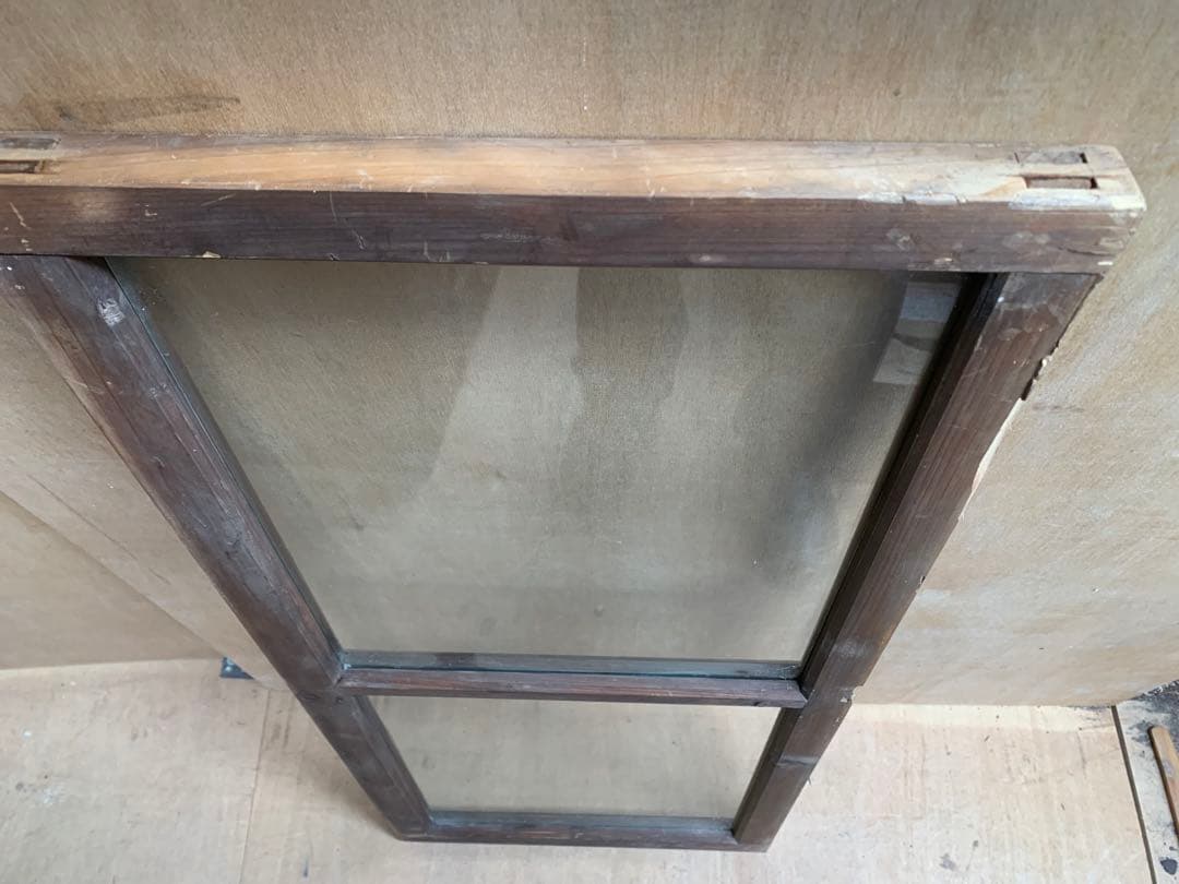 戦前古い木枠ゆらゆらガラス戸2分割 店舗建具古家具仕切り古民家