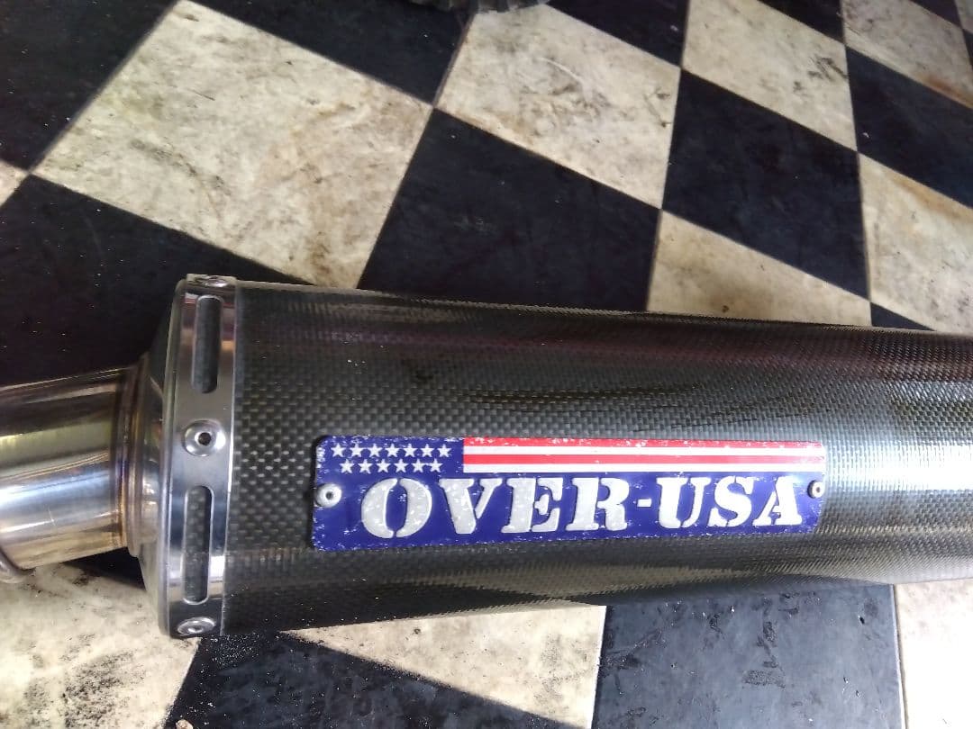 美品OVER USA オーバーレーシング　カーボンサイレンサー　60.5φ