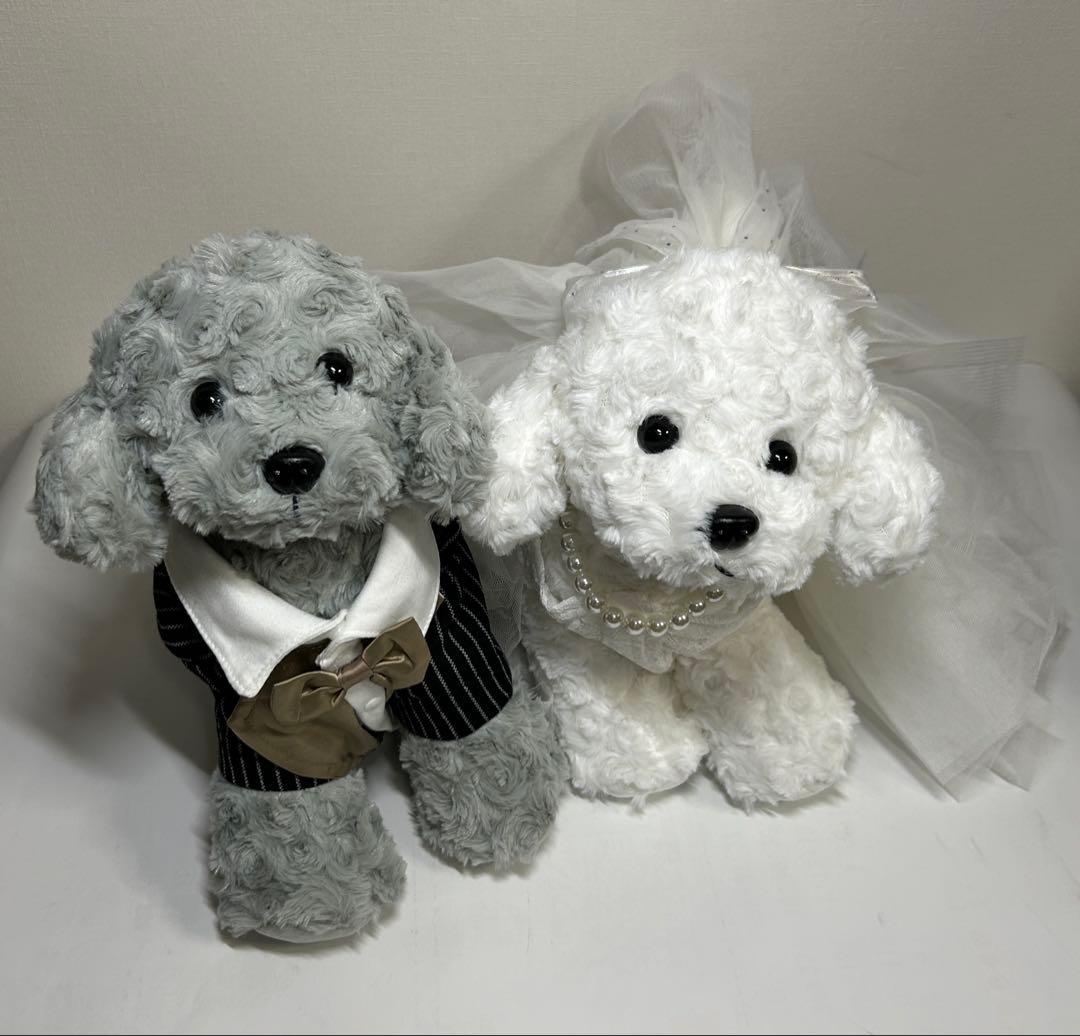 トイプードルぬいぐるみ 2体セット ペア タキシードとウェディングドレス Disney（ディズニー） ダッフィーシェリーメイ ウェディング ペア S