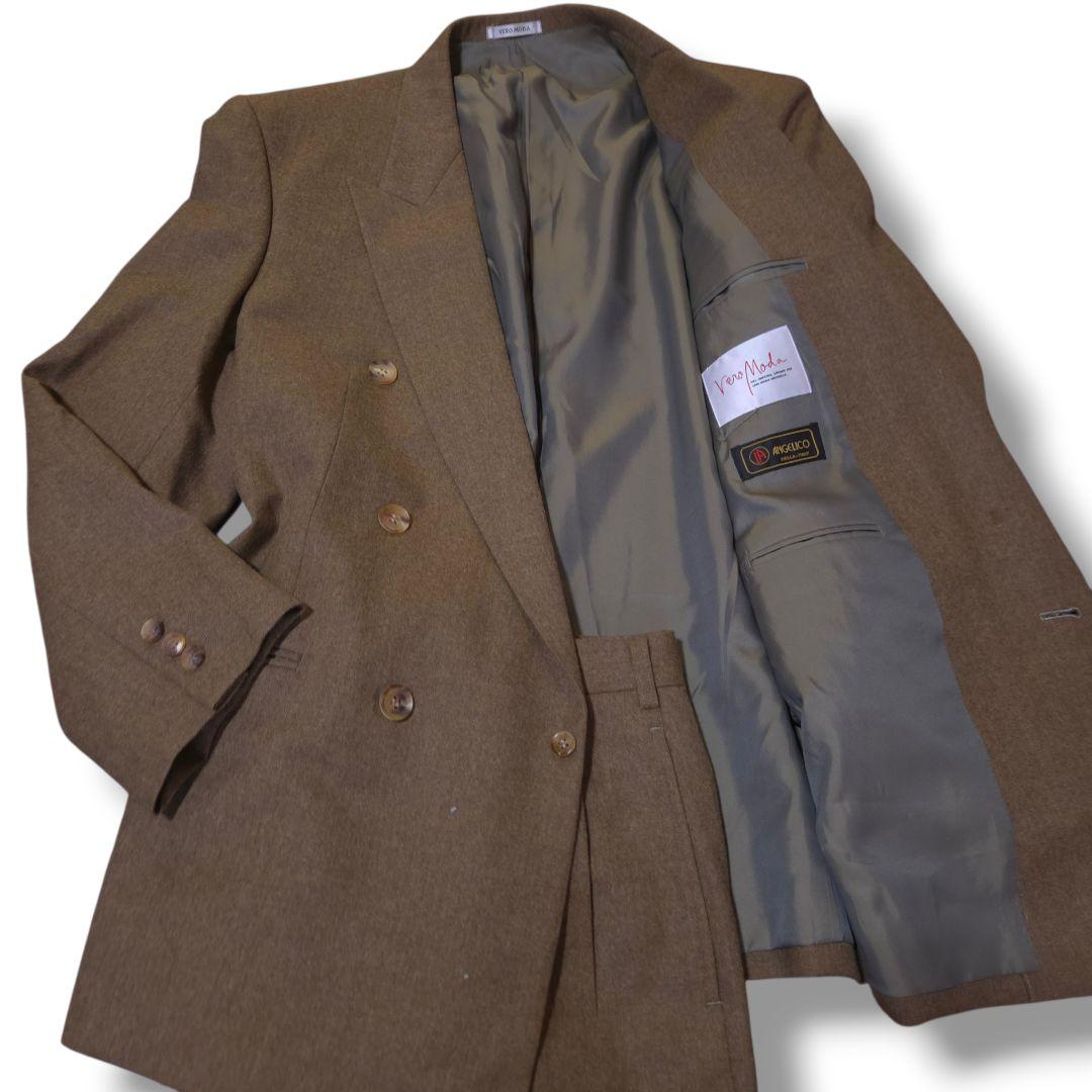 Vintage ヴィンテージ イタリア製 ダブルスーツ セットアップ L 茶