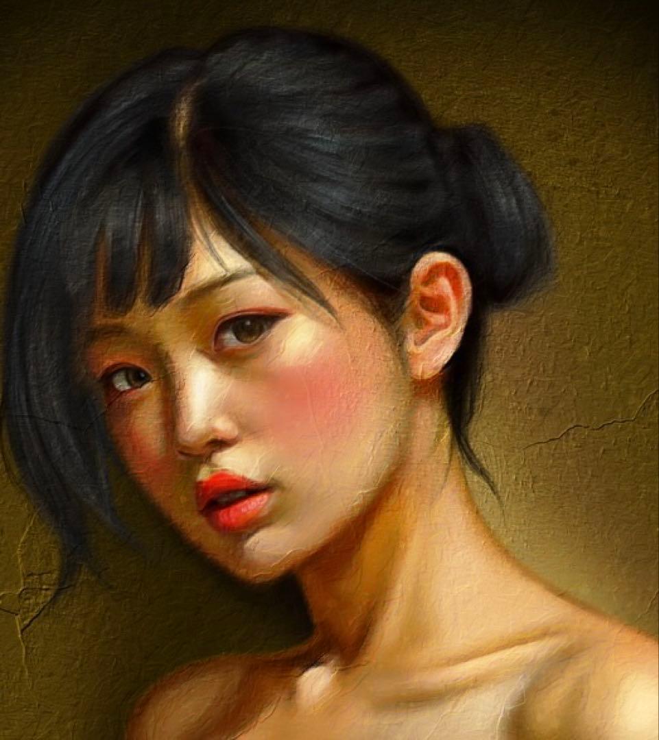 【板材に映し出された油絵風アート作品・裸婦画・人物画】リアルな女性のヌード肖像画