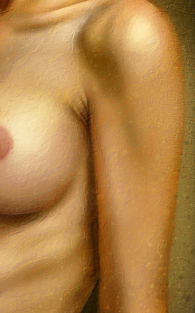 【板材に映し出された油絵風アート作品・裸婦画・人物画】リアルな女性のヌード肖像画