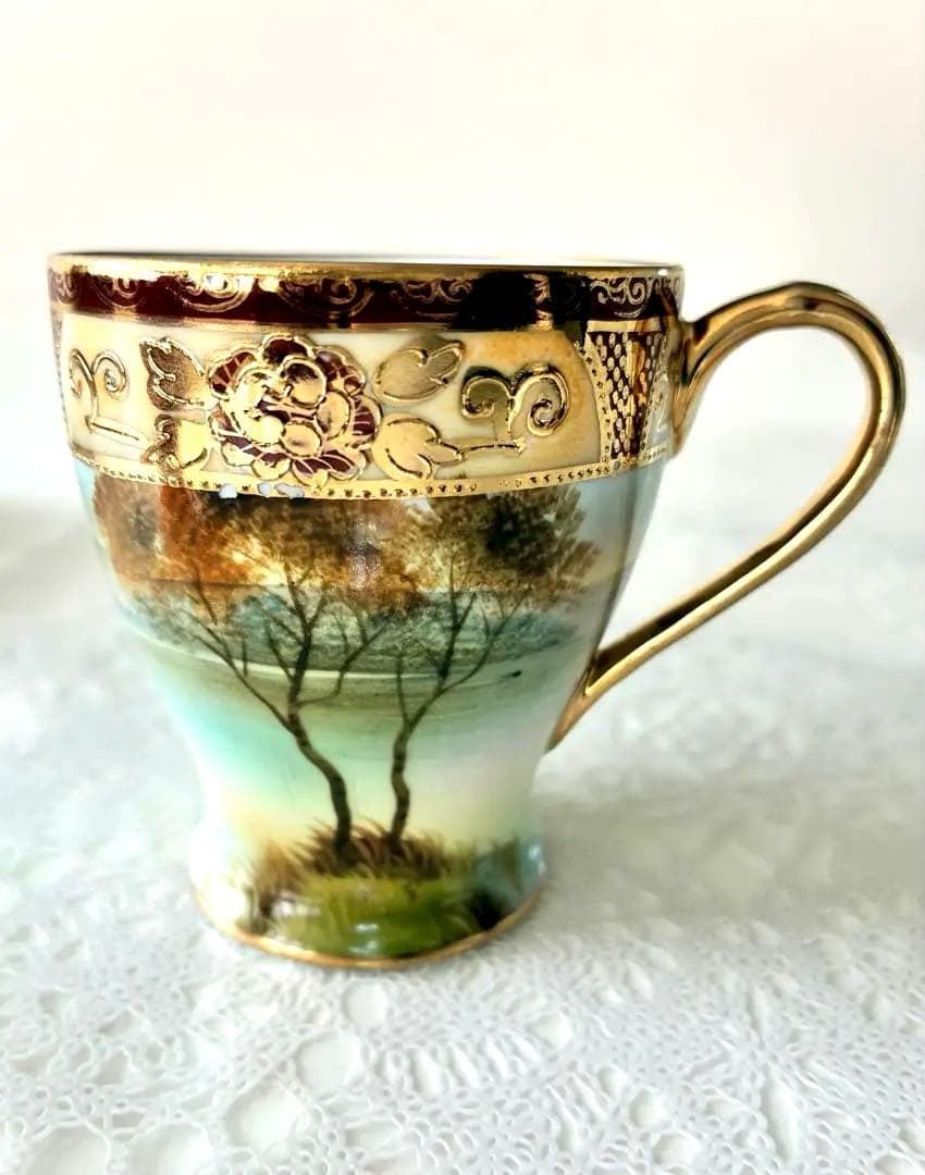 オールドノリタケ カップとソーサーセット M印 ハンドペイント