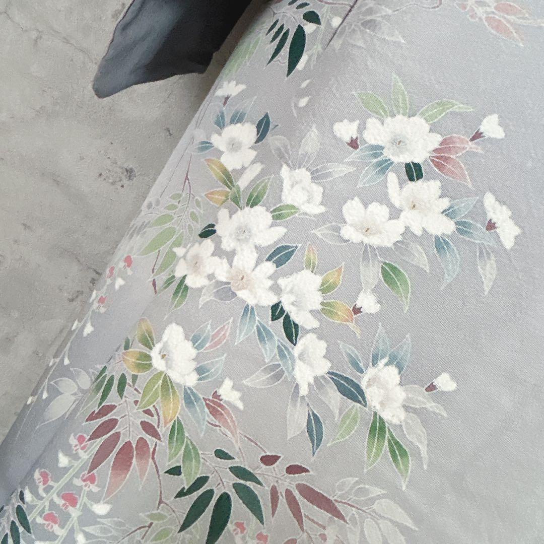 訪問着フルセット 着物 三越 正絹 桜 友禅染 水色 入学式 卒業式