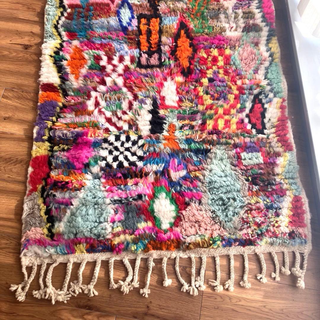 モロッコ ブジャド ラグ 約95× 185cm(＋フリンジ10cm) - メルカリ