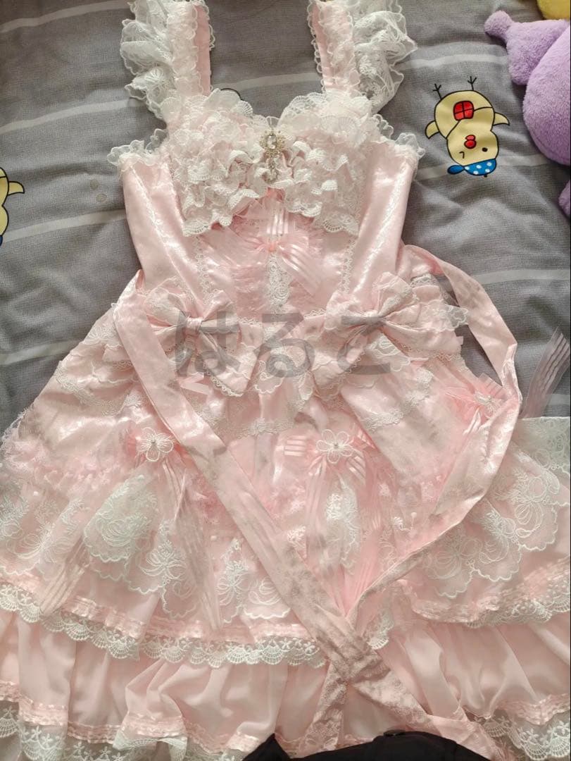 月下桜頌】ピンク ゴスロリ・ロリータドレス 甘ロリ ロリィタJSK