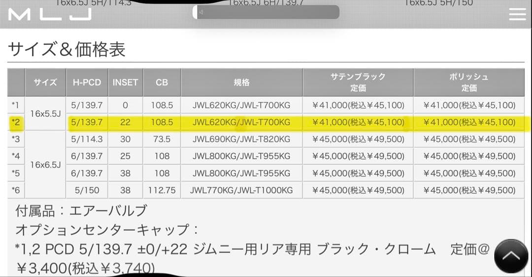 なつ専用 ジムニー MLJ-Dスロット16inアルミホイール《2本1セット》