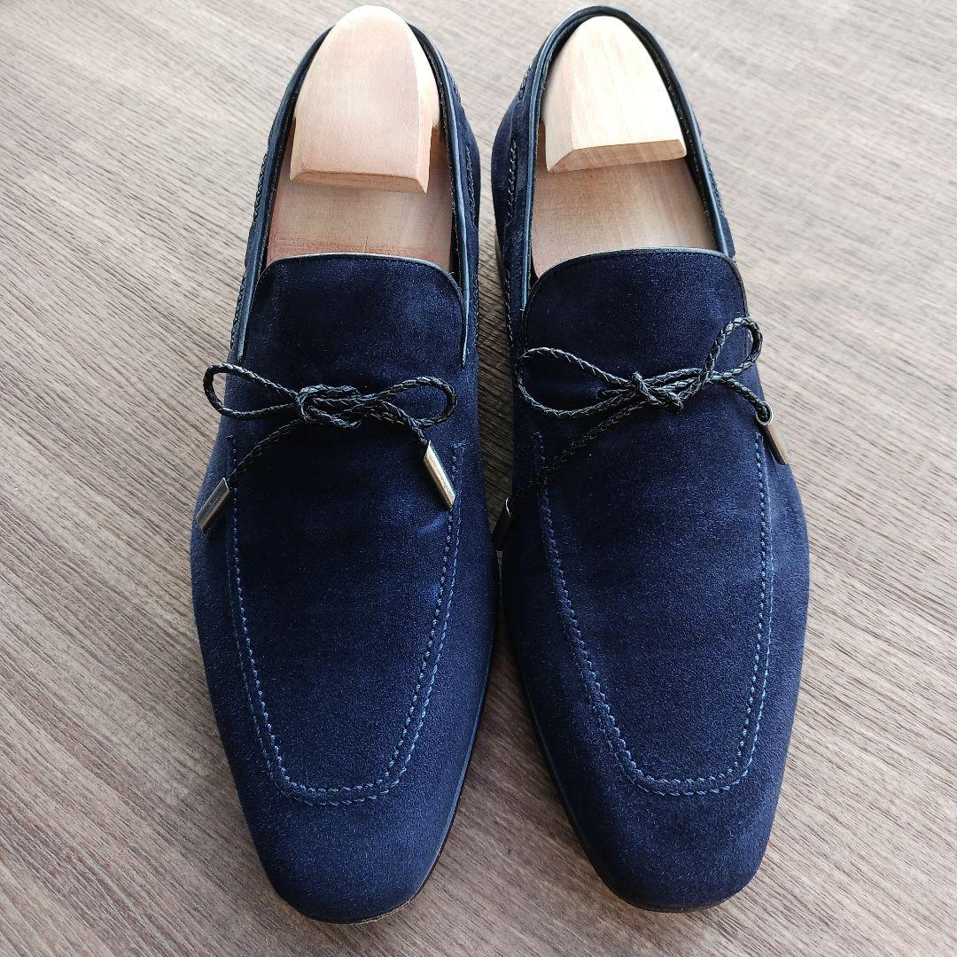 Ferrante スエードローファー UK6 E　紺 FERRANTE（フェランテ）スエードコインローファー ISEOイセオ（レザー
