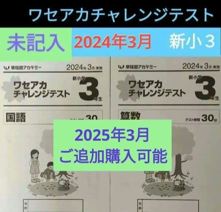 新小3 ワセアカチャレンジテスト 2024年3月 2025年ご追加購入可