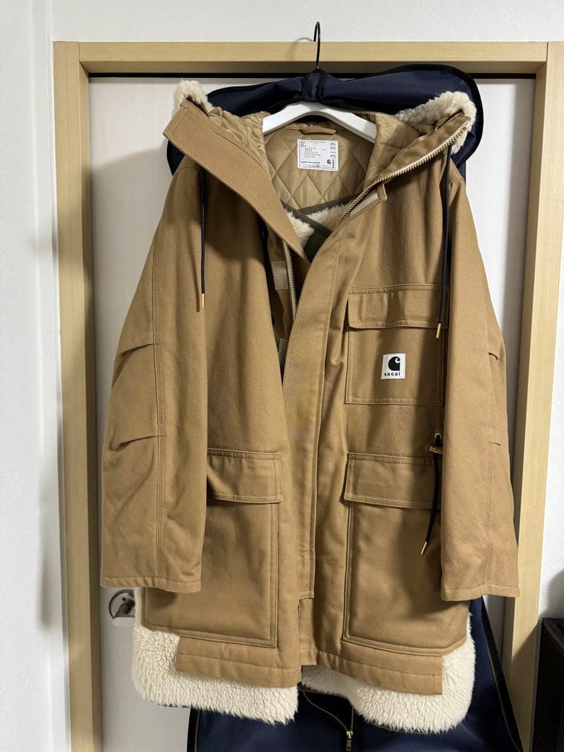 Carhartt ベージュ モッズコート サイズ1 シベリアン sacai Carhartt ベージュ モッズコート サイズ1 シベリアン sacai