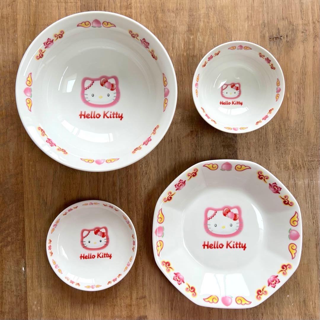 サンリオ ハローキティ レトロ 2000年製 ももキティ 中華食器 4点