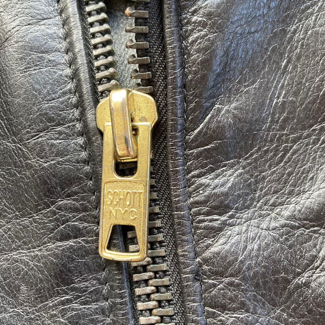 ショット ダブルライダース ジャケット ゴールド金具 黒 - メルカリ