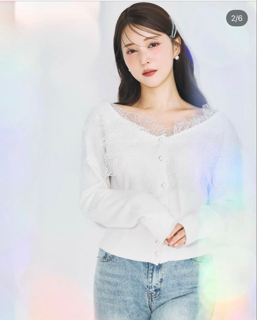 poláura polaura ポローラ レースフリルカーディガン - メルカリ